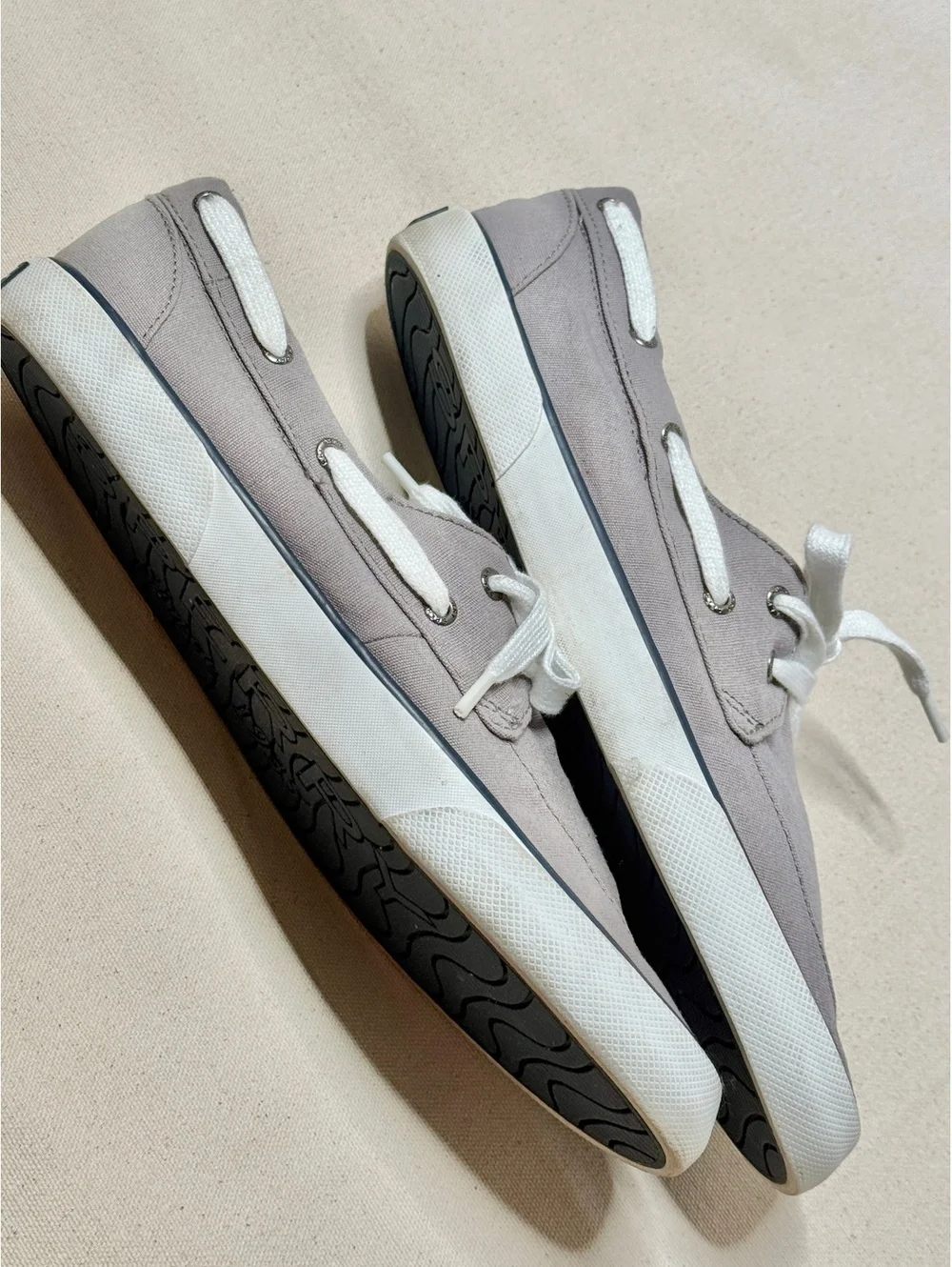 Sperry Top-Sider Women’s 10 Gray Canvas Boat Shoes Memory Foam STS3191